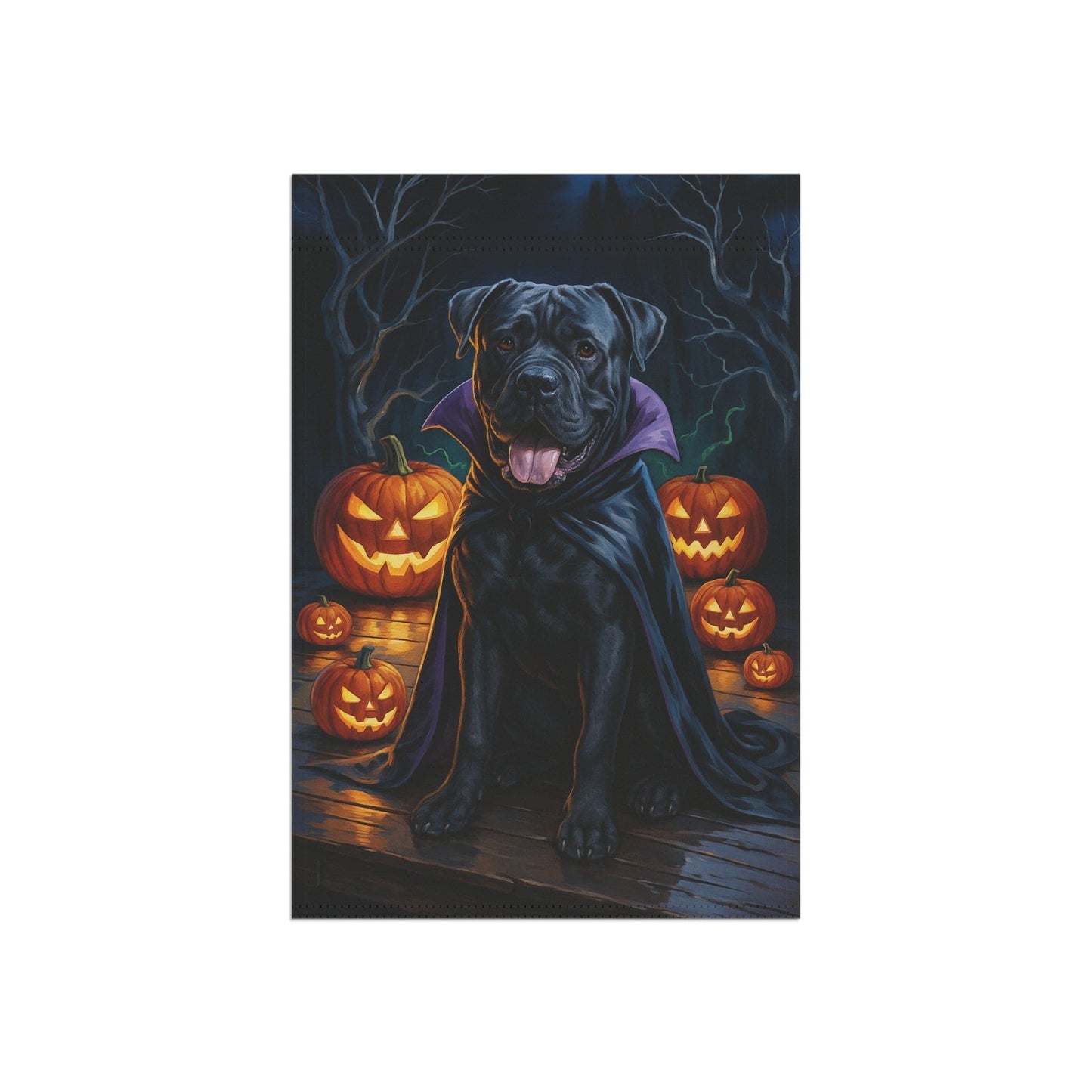 Printify Home Decor Yard Flag, Halloween Cane Corso Dog, Vampire Pumpkins Decor, Garden House Banner