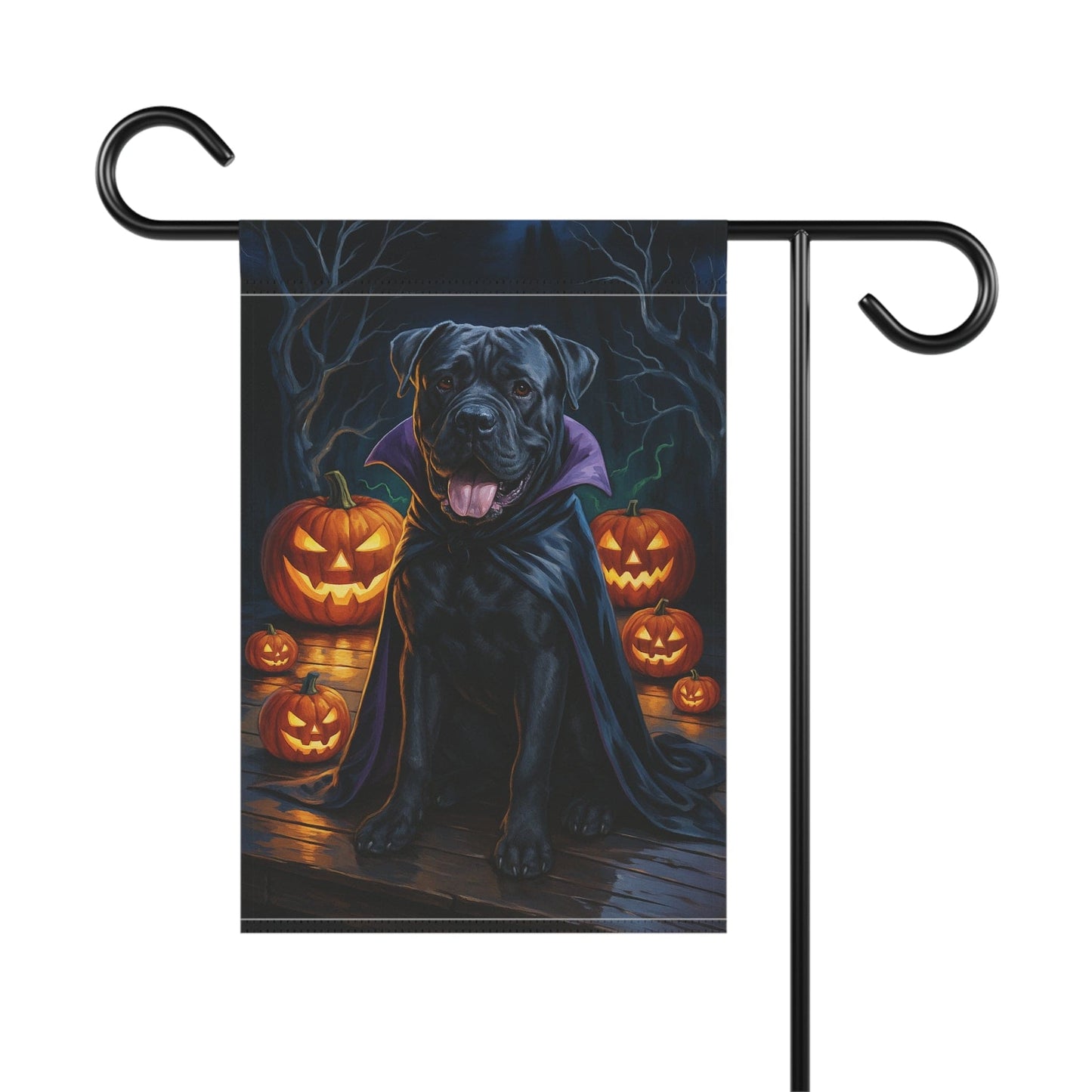 Printify Home Decor Yard Flag, Halloween Cane Corso Dog, Vampire Pumpkins Decor, Garden House Banner