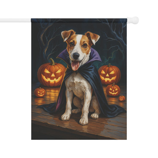 Yard Flag, Halloween Jack Russell Terrier Dog, Vampire Pumpkins Decor, Garden Banner 24.5'' × 32''