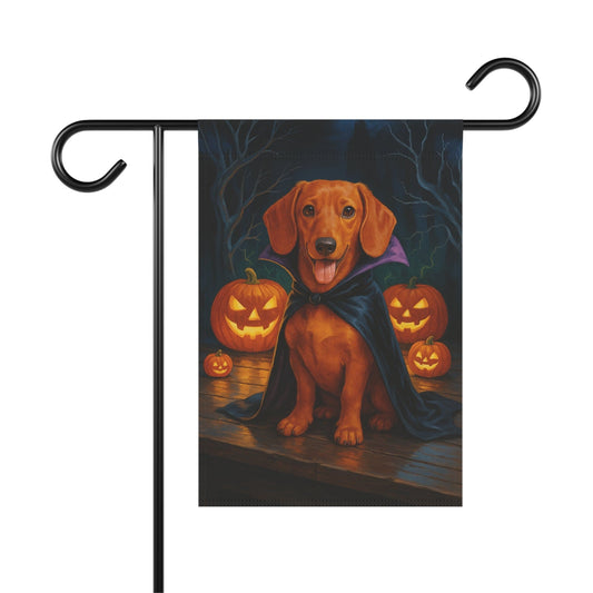 Red Dachshund Halloween Garden Flag