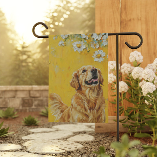 Yellow Daisies Golden Retriever Garden Flag