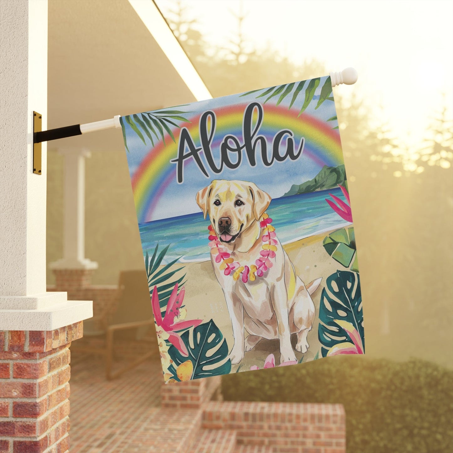 Yellow Labrador Retriever Aloha Garden Flag