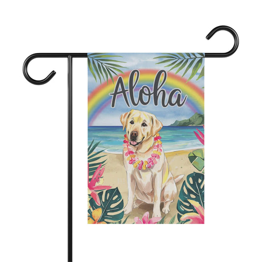 Yellow Labrador Retriever Aloha Garden Flag