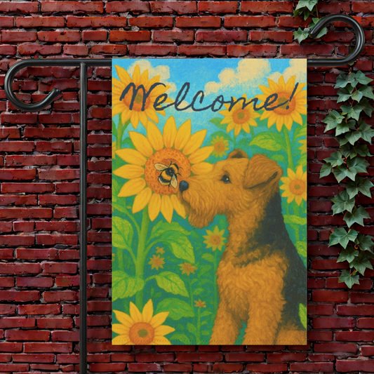 Airedale Terrier Sunflower Garden Flag 12'' × 18''