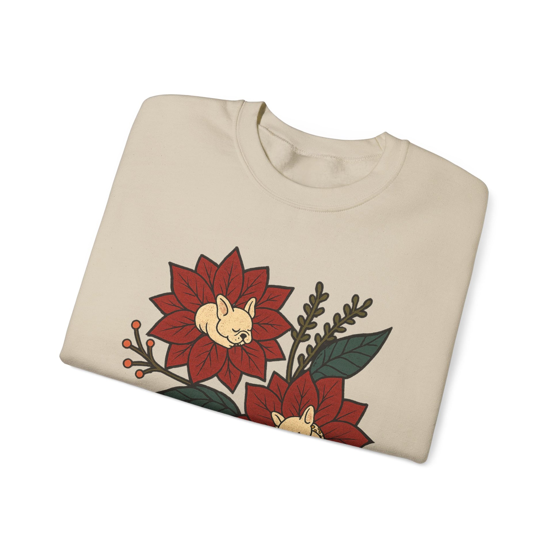 White Frenchie Christmas Flower Sweatshirt