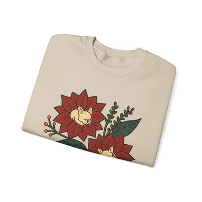 White Frenchie Christmas Flower Sweatshirt