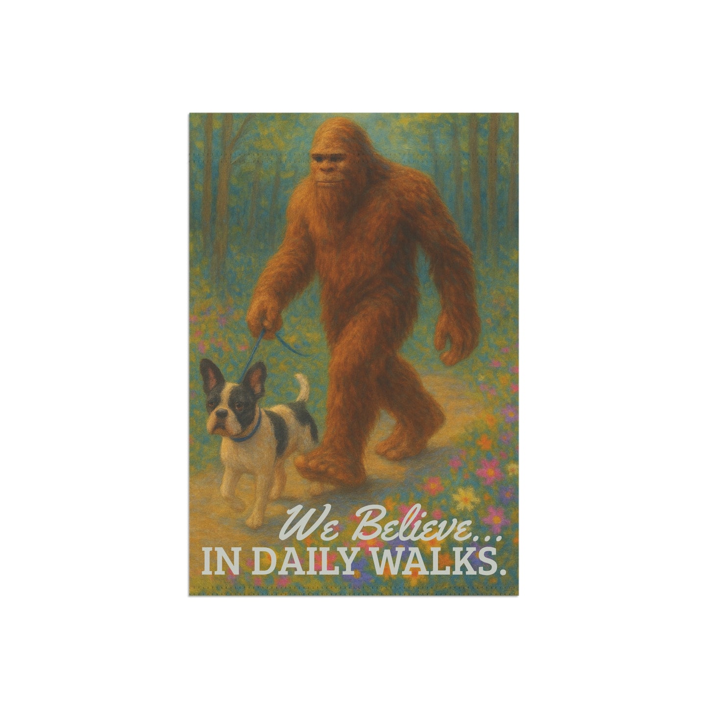 Piebald French Bulldog Bigfoot Garden Flag