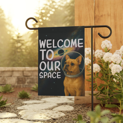 Fawn French Bulldog Space Garden Flag