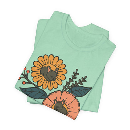 Black Frenchie Sleeping Flowers TShirt