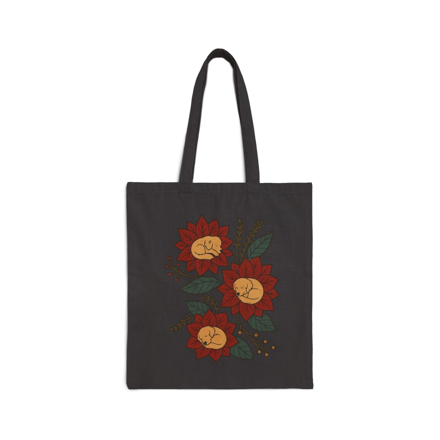 Golden Retriever Holiday Flower Sleeping Tote Bag