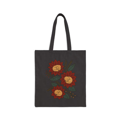 Golden Retriever Holiday Flower Sleeping Tote Bag