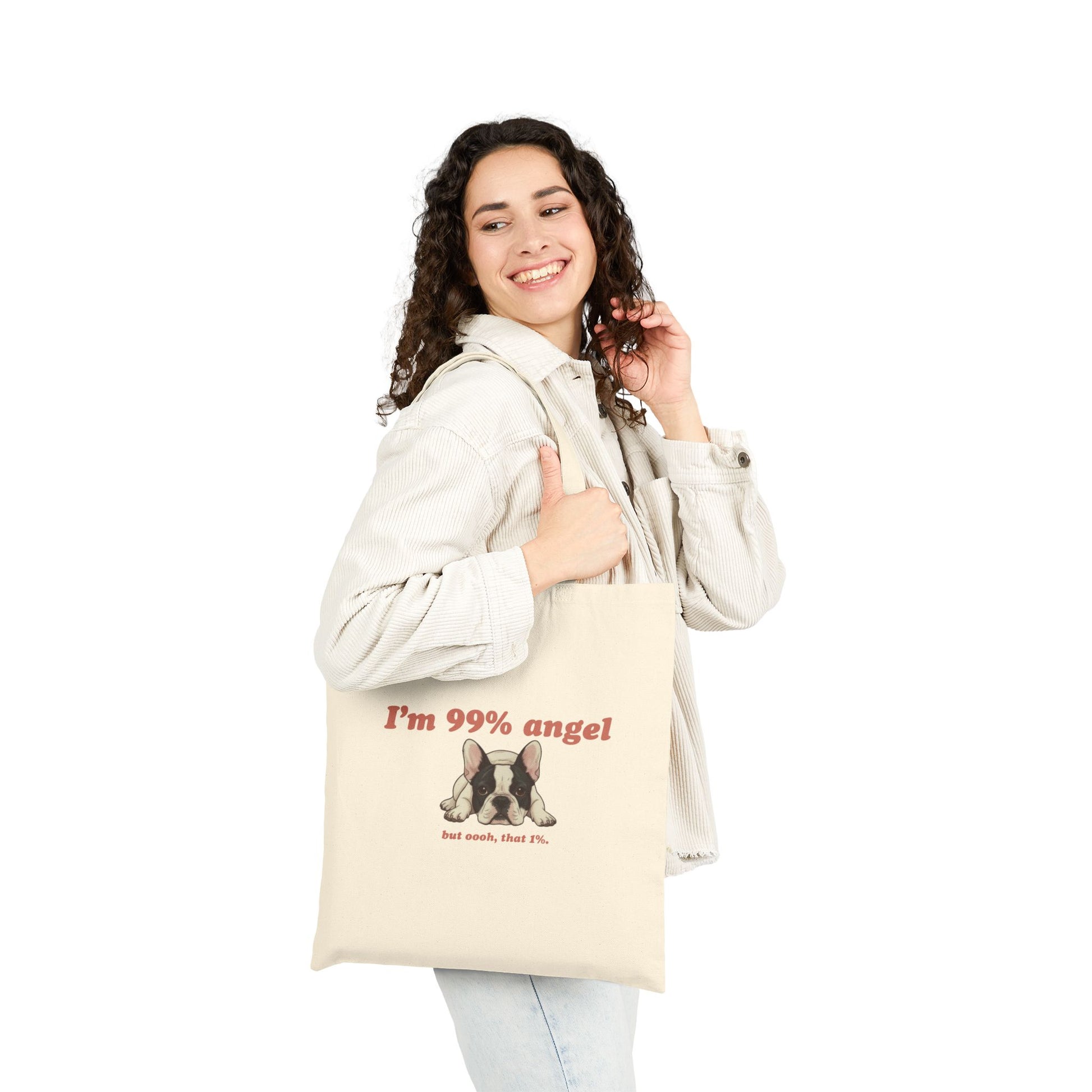 Piebald Frenchie Angel 1% Tote Bag