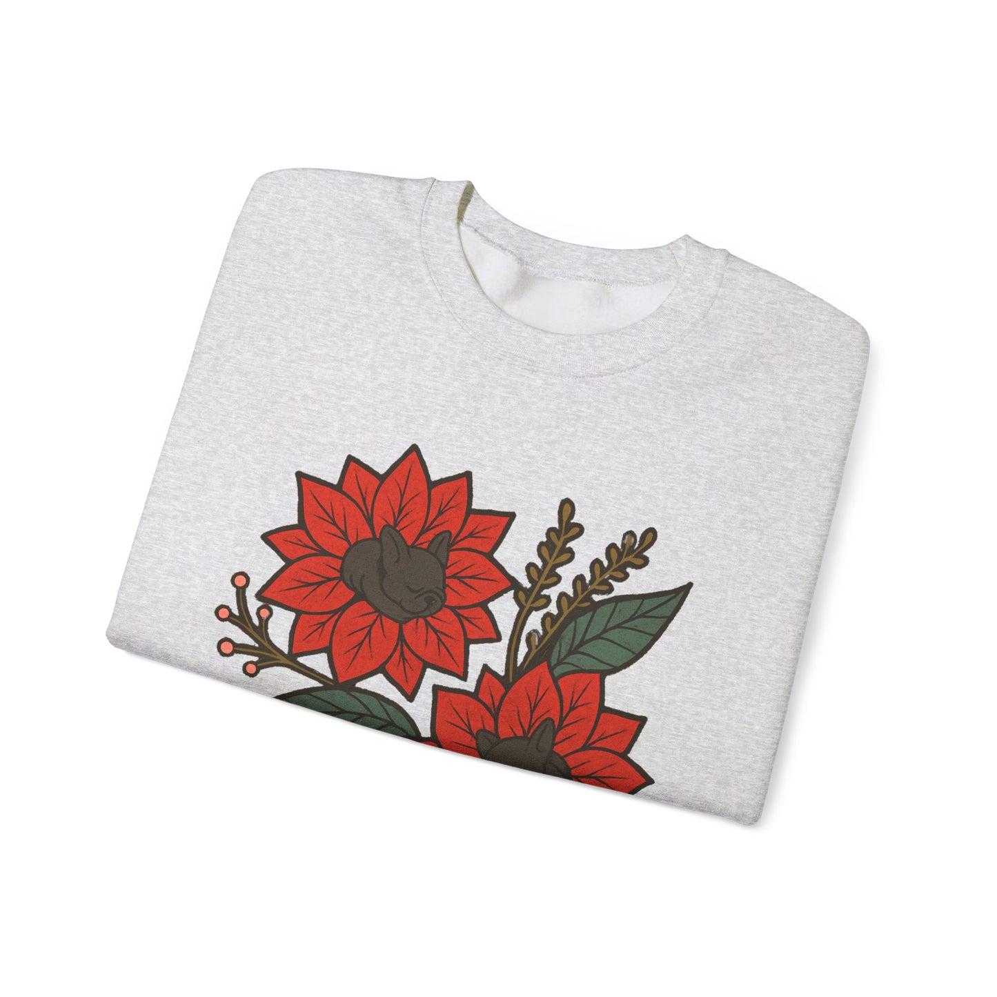 Black Frenchie Christmas Flower Sweatshirt