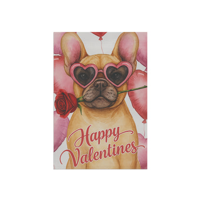 Fawn French Bulldog Valentines Day Garden Flag