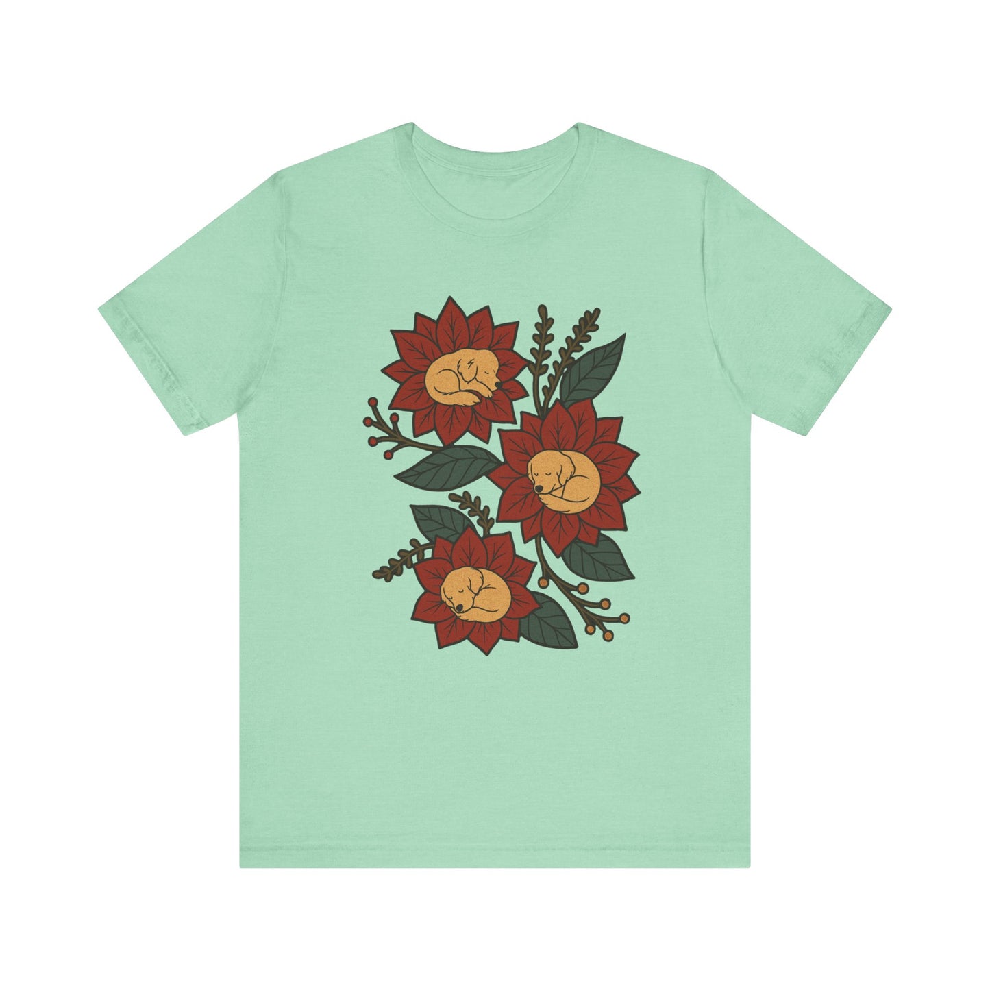 Golden Retriever Holiday Flowers Sleeping TShirt
