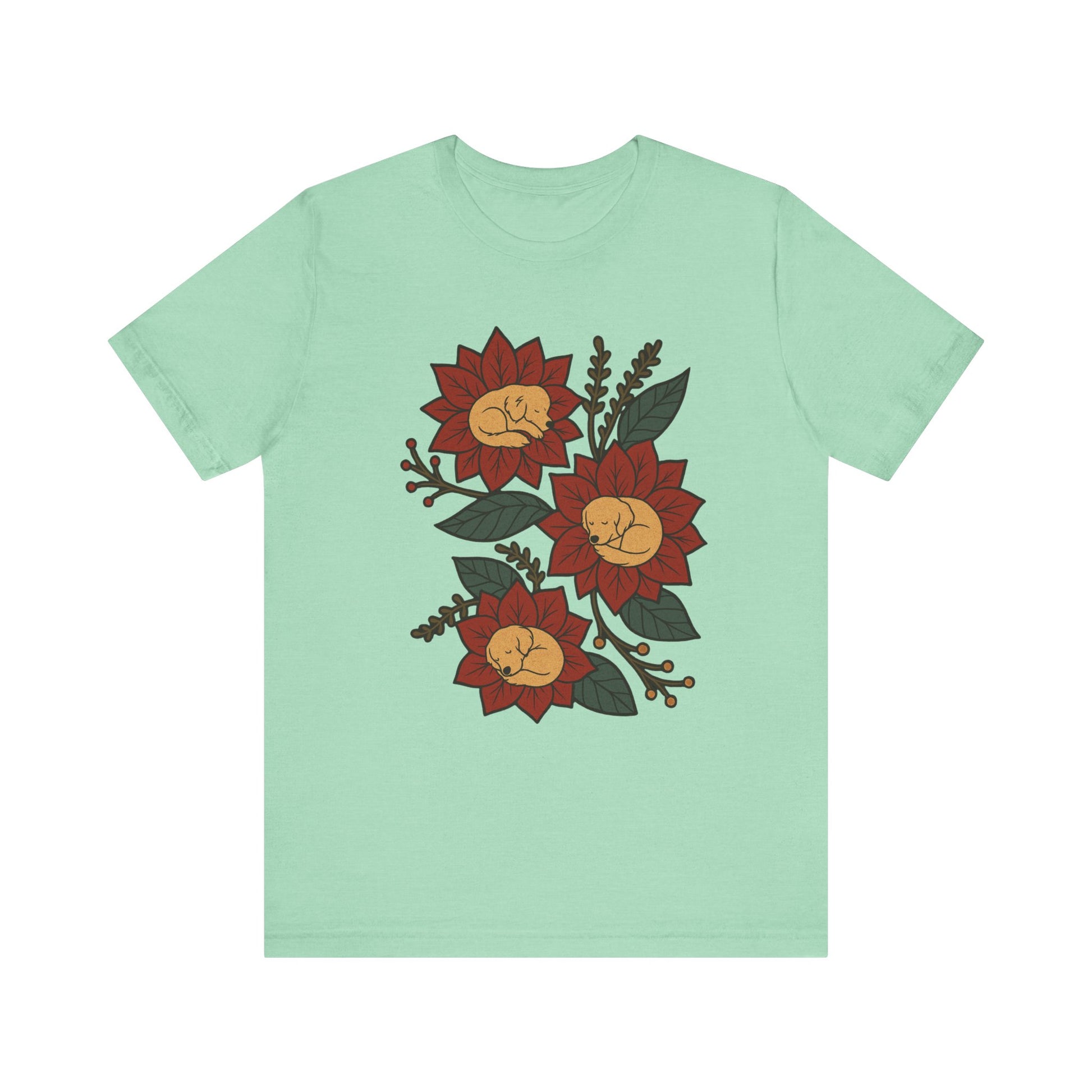 Golden Retriever Holiday Flowers Sleeping TShirt