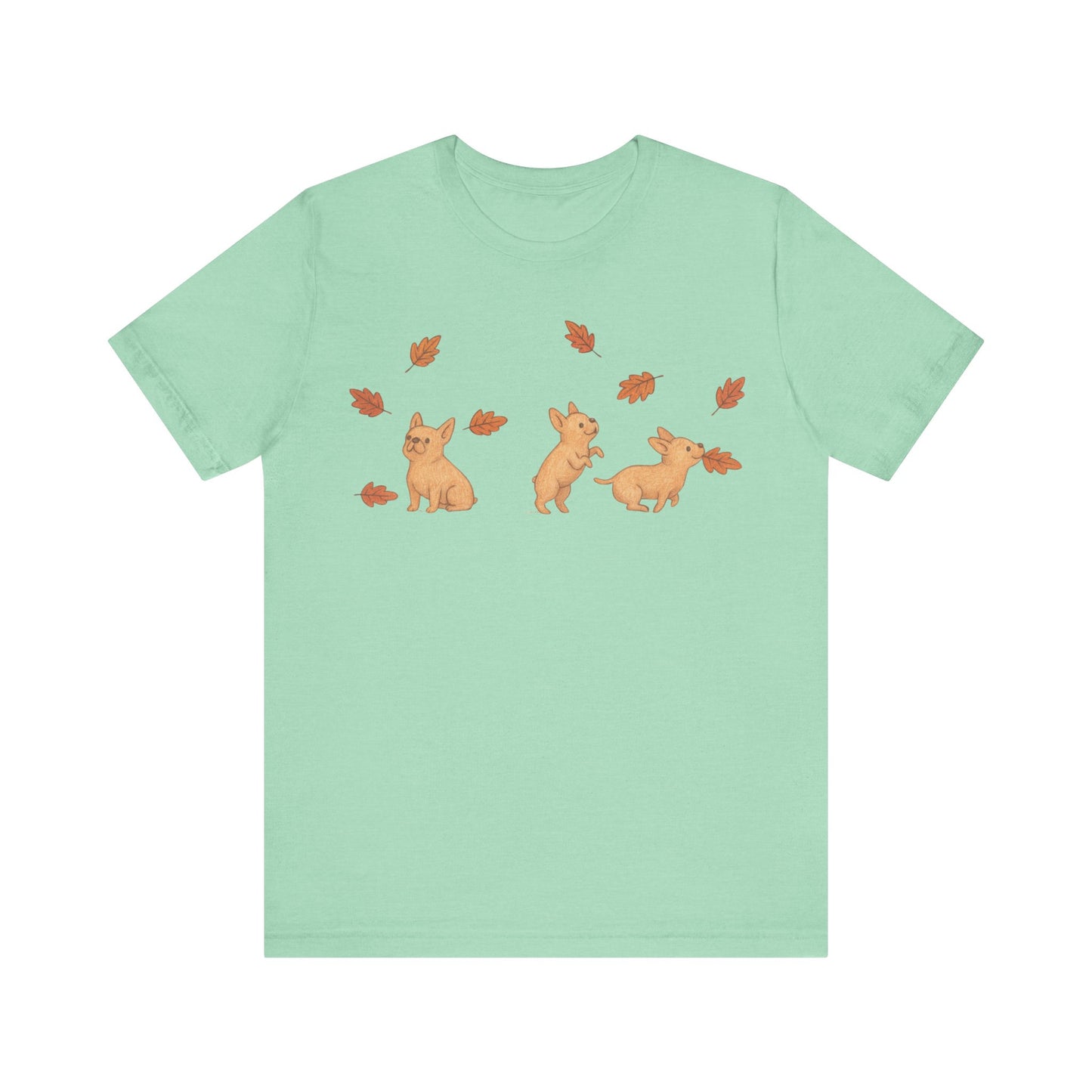 Fawn Frenchie Chasing Leaves TShirt