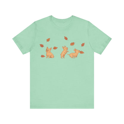 Fawn Frenchie Chasing Leaves TShirt