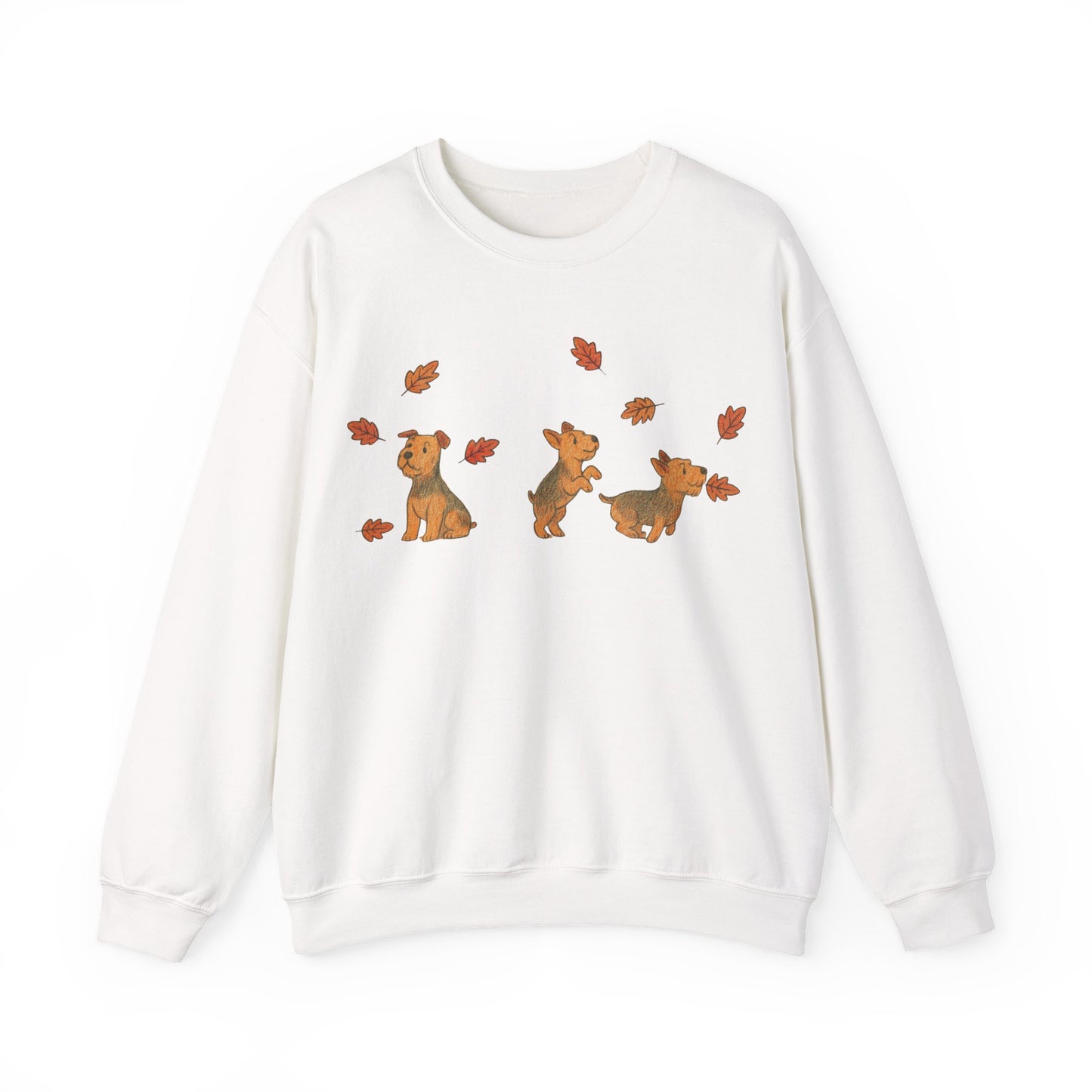 Airedale Terrier Chasing Leaves Sweatshirt