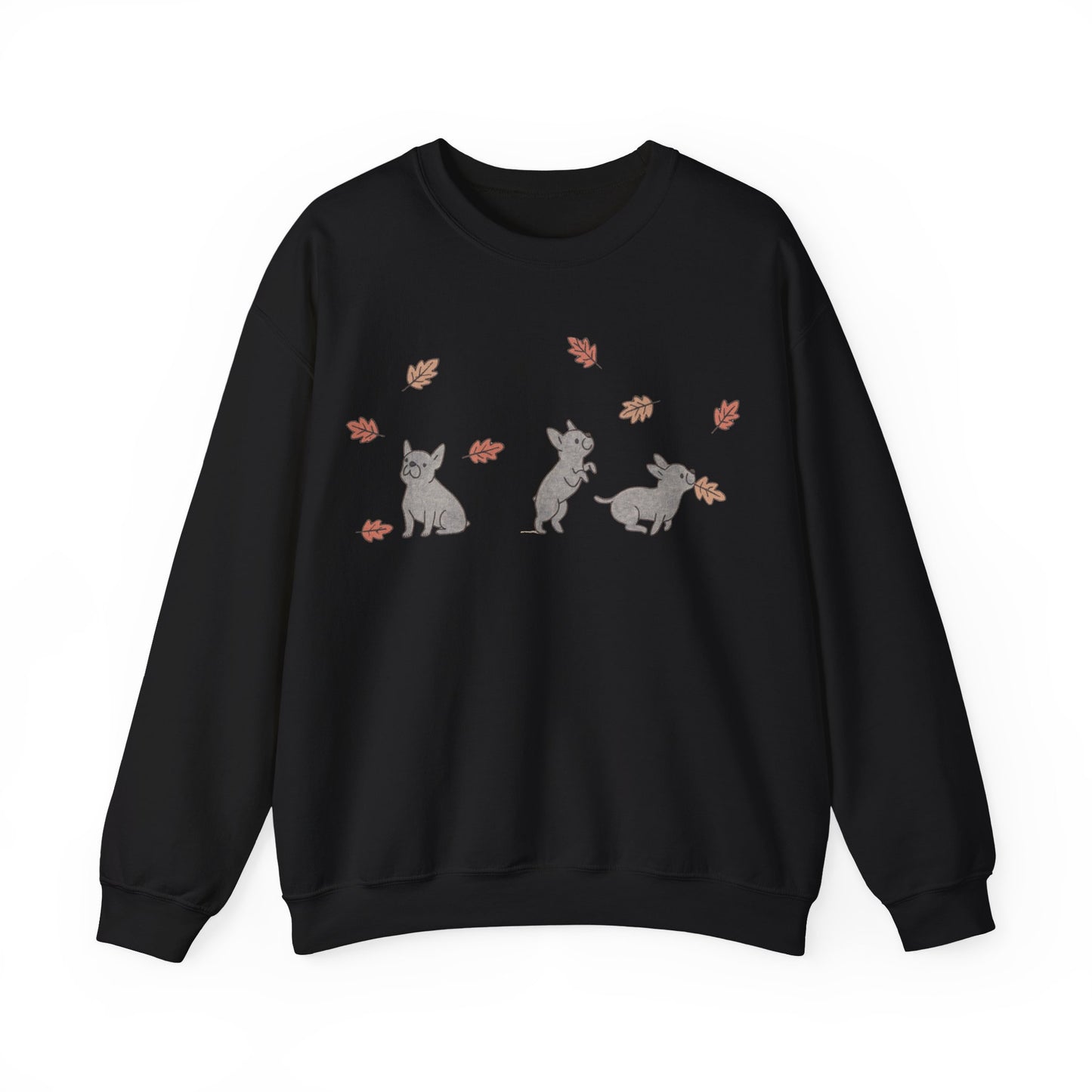 Black French Bulldog Chasing Leaves Sweatshirt