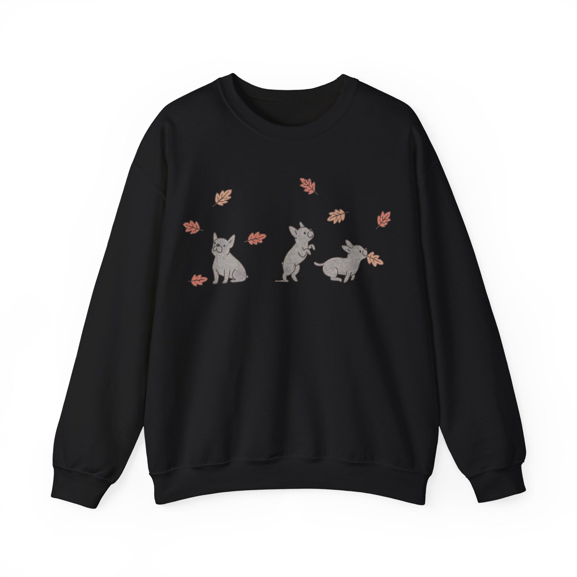 Black French Bulldog Chasing Leaves Sweatshirt