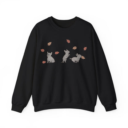 Black French Bulldog Chasing Leaves Sweatshirt