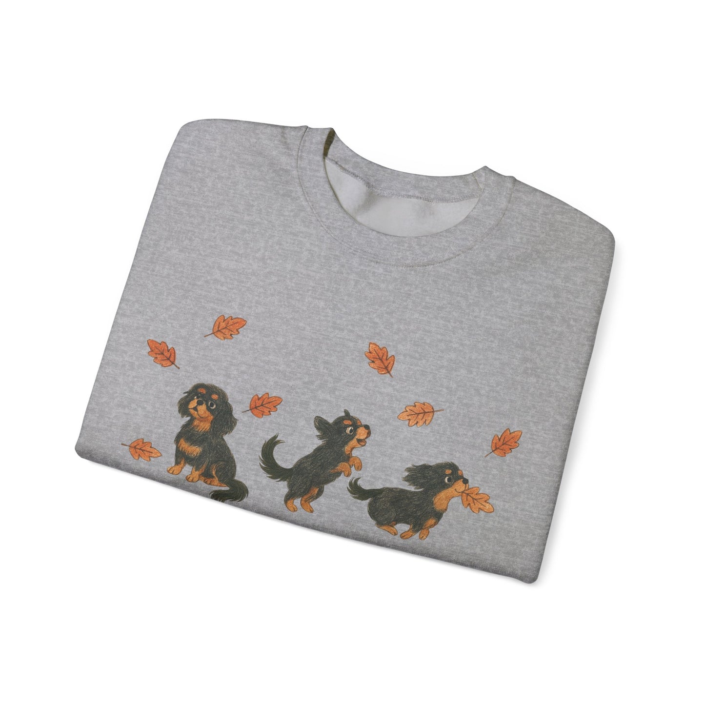 Black Tan Cavalier Chasing Leaves Sweatshirt