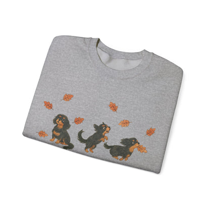 Black Tan Cavalier Chasing Leaves Sweatshirt