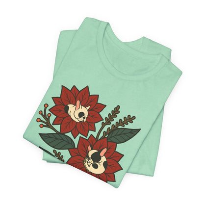 Piebald Frenchie Holiday Flowers Sleeping TShirt