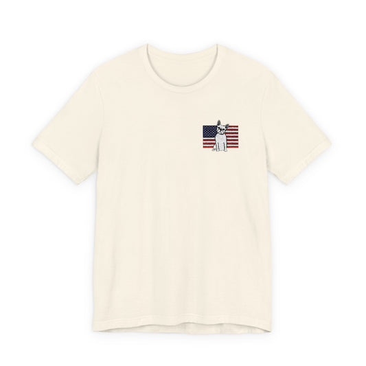 Embroidered Flag White Frenchie TShirt