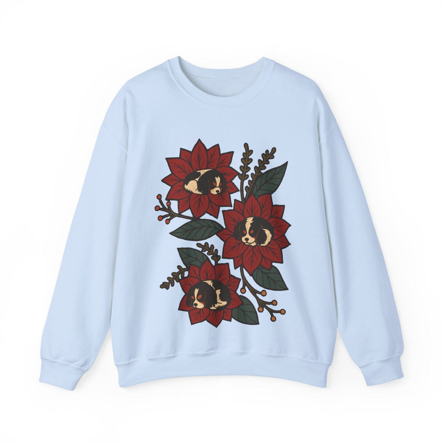 Tricolor Cavalier Christmas Flower Sweatshirt