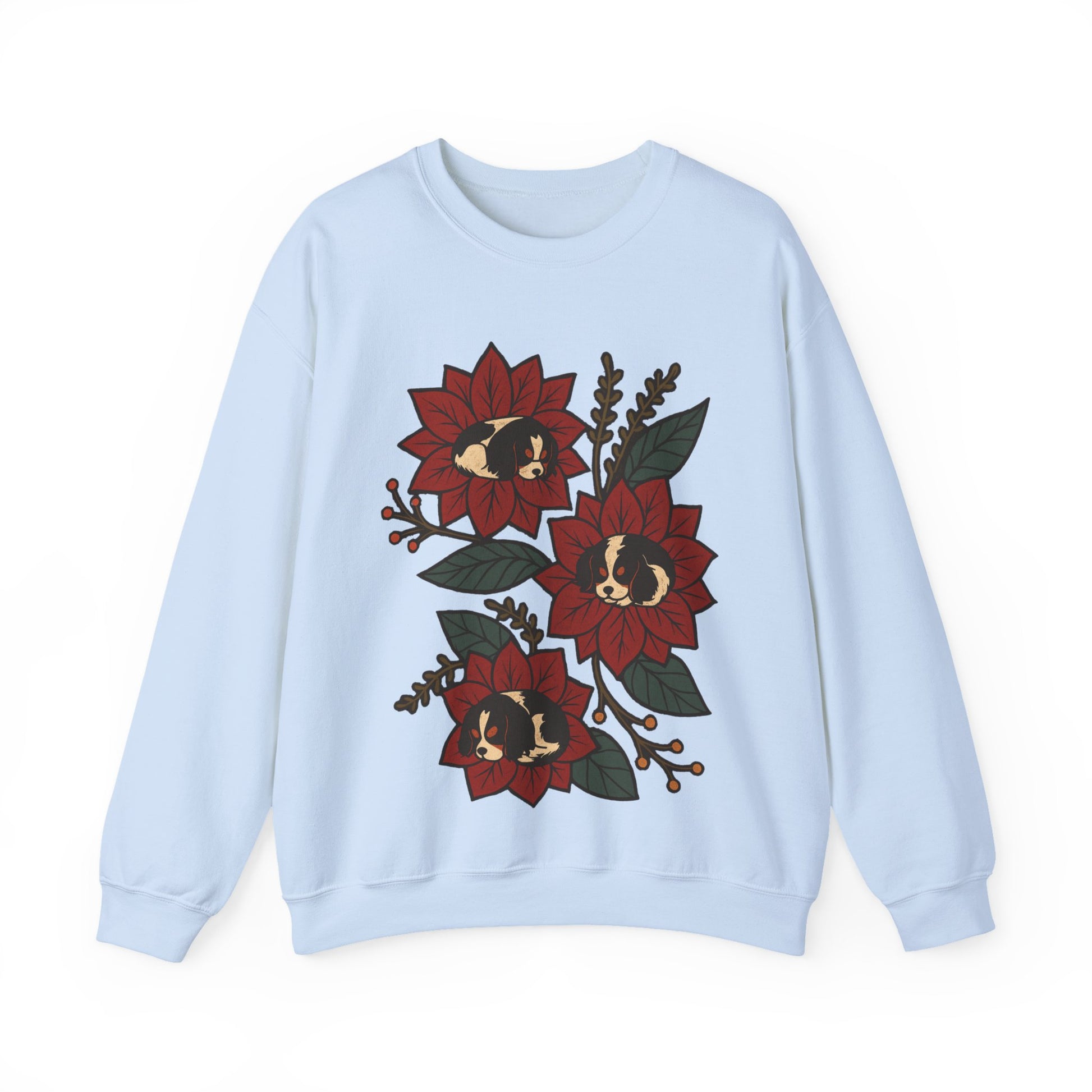 Tricolor Cavalier Christmas Flower Sweatshirt