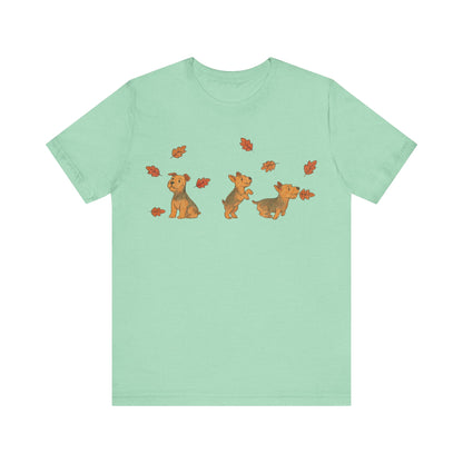 Airedale Terrier Chasing Leaves TShirt