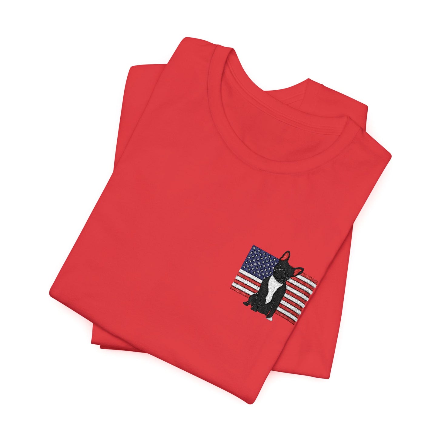 Embroidered Flag Black Frenchie TShirt