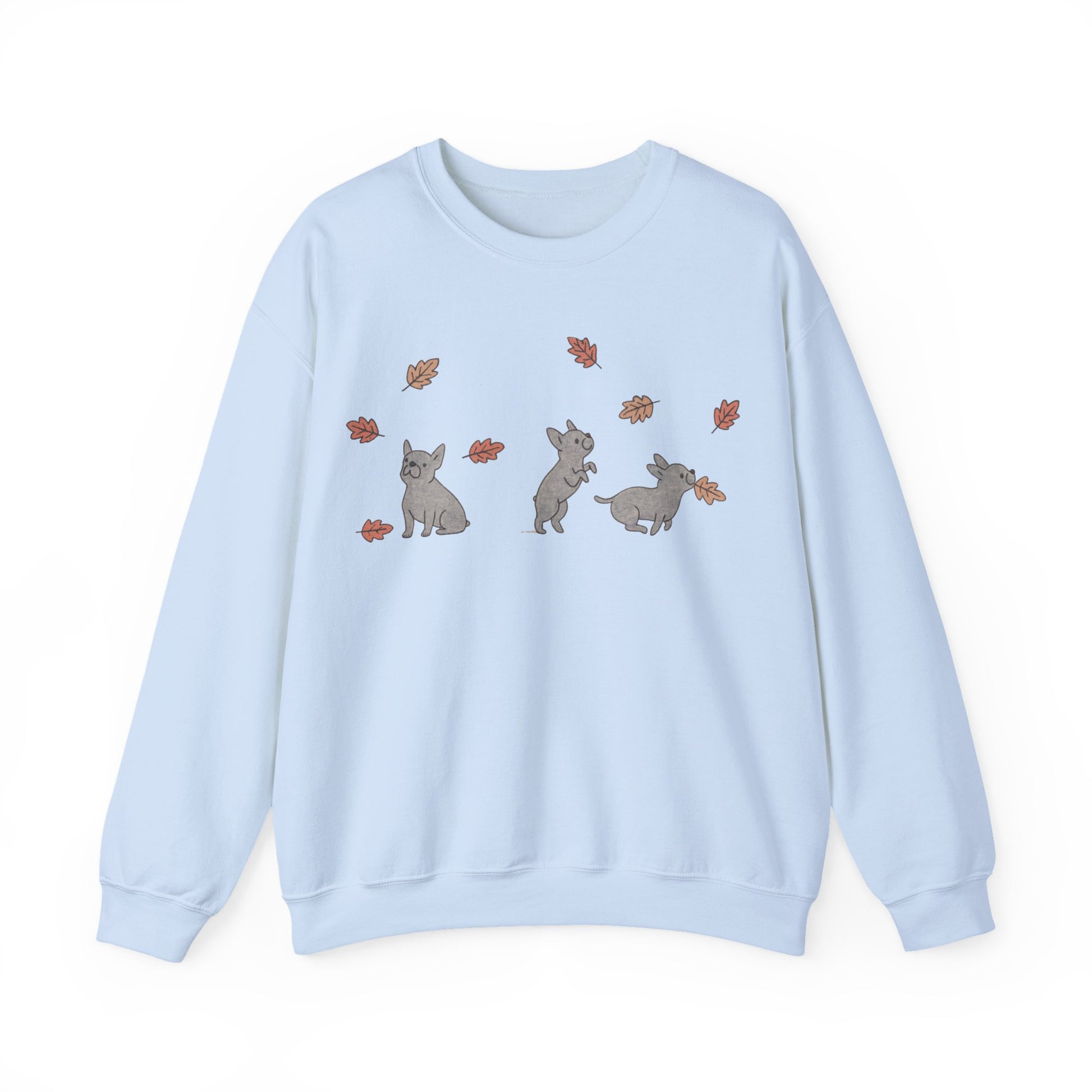 Black French Bulldog Chasing Leaves Sweatshirt