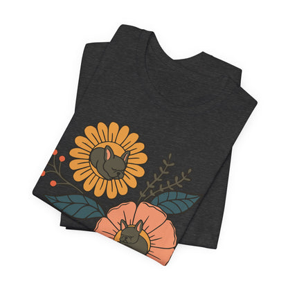 Black Frenchie Sleeping Flowers TShirt