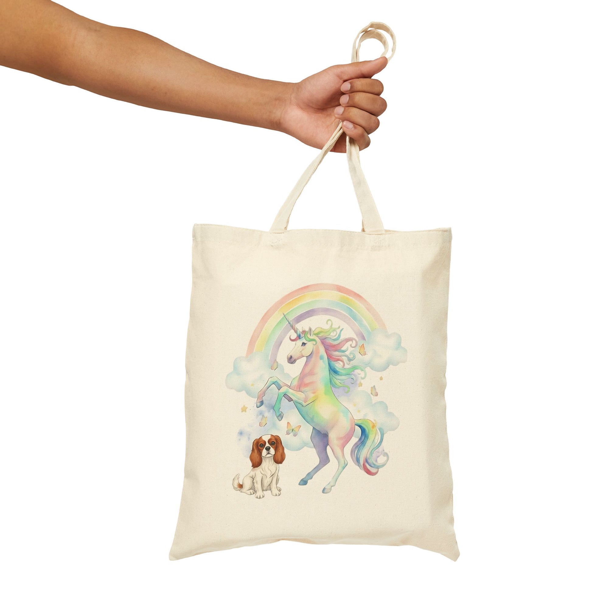 Blenheim Cavalier Watercolor Unicorn Tote Bag