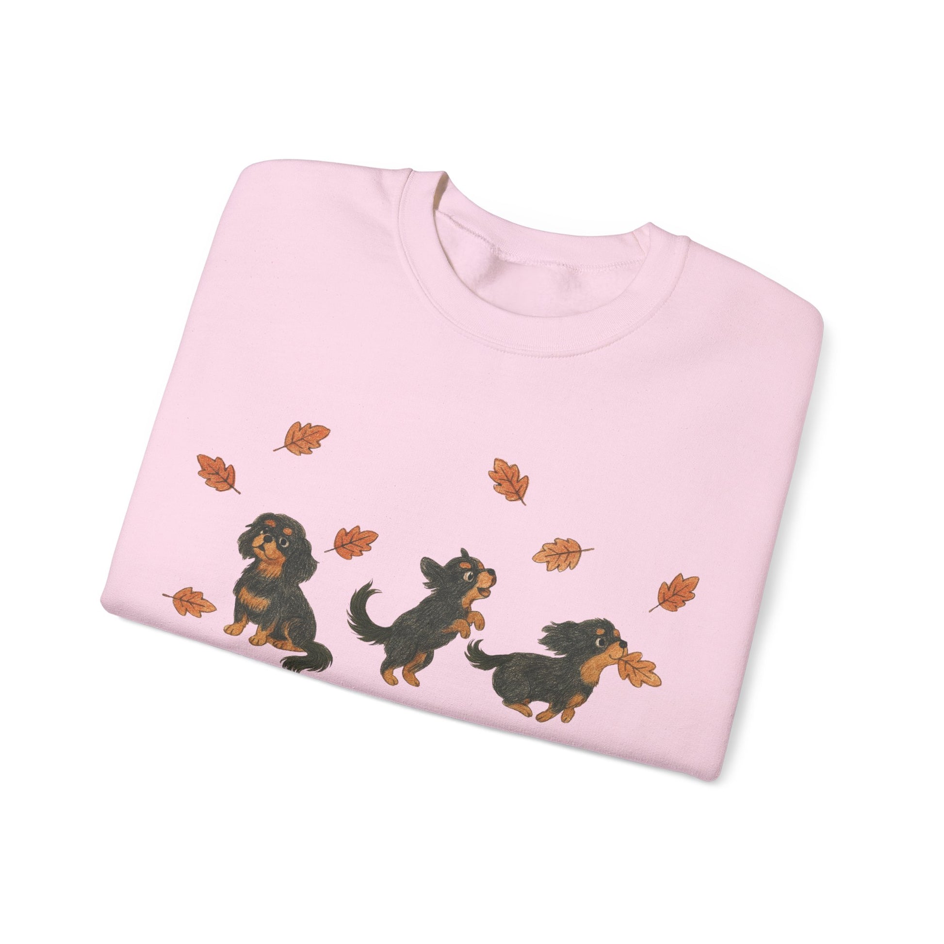 Black Tan Cavalier Chasing Leaves Sweatshirt