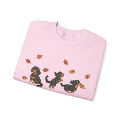 Black Tan Cavalier Chasing Leaves Sweatshirt