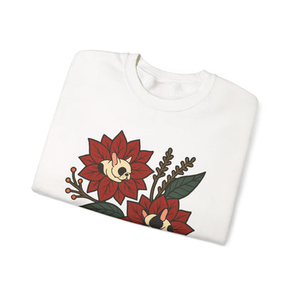 Piebald Frenchie Christmas Flower Sweatshirt