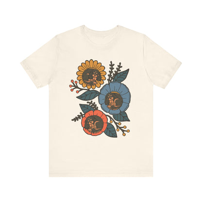 Black Tan Cavalier Sleeping Flowers TShirt