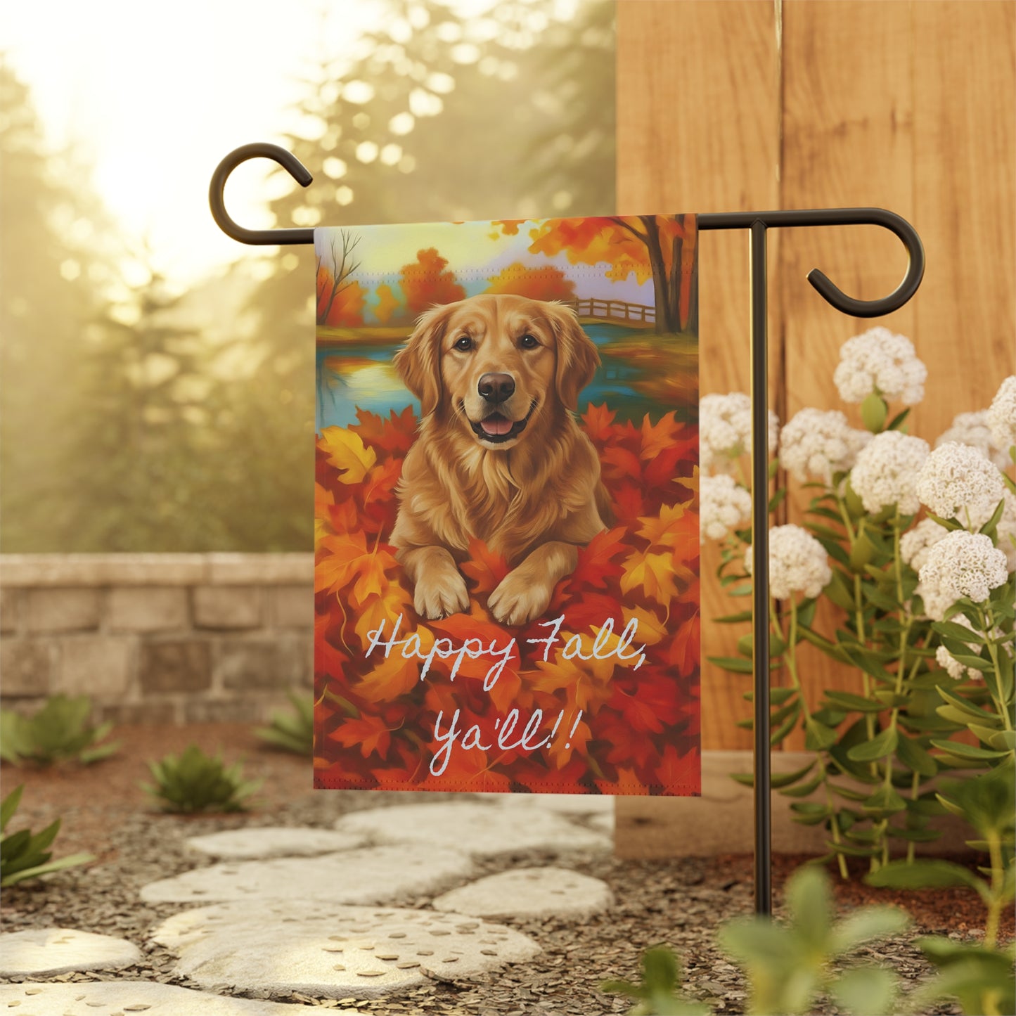 Golden Retriever Fall Ya'll Garden Flag