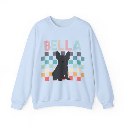 Black French Bulldog Retro Checkered Sweatshirt