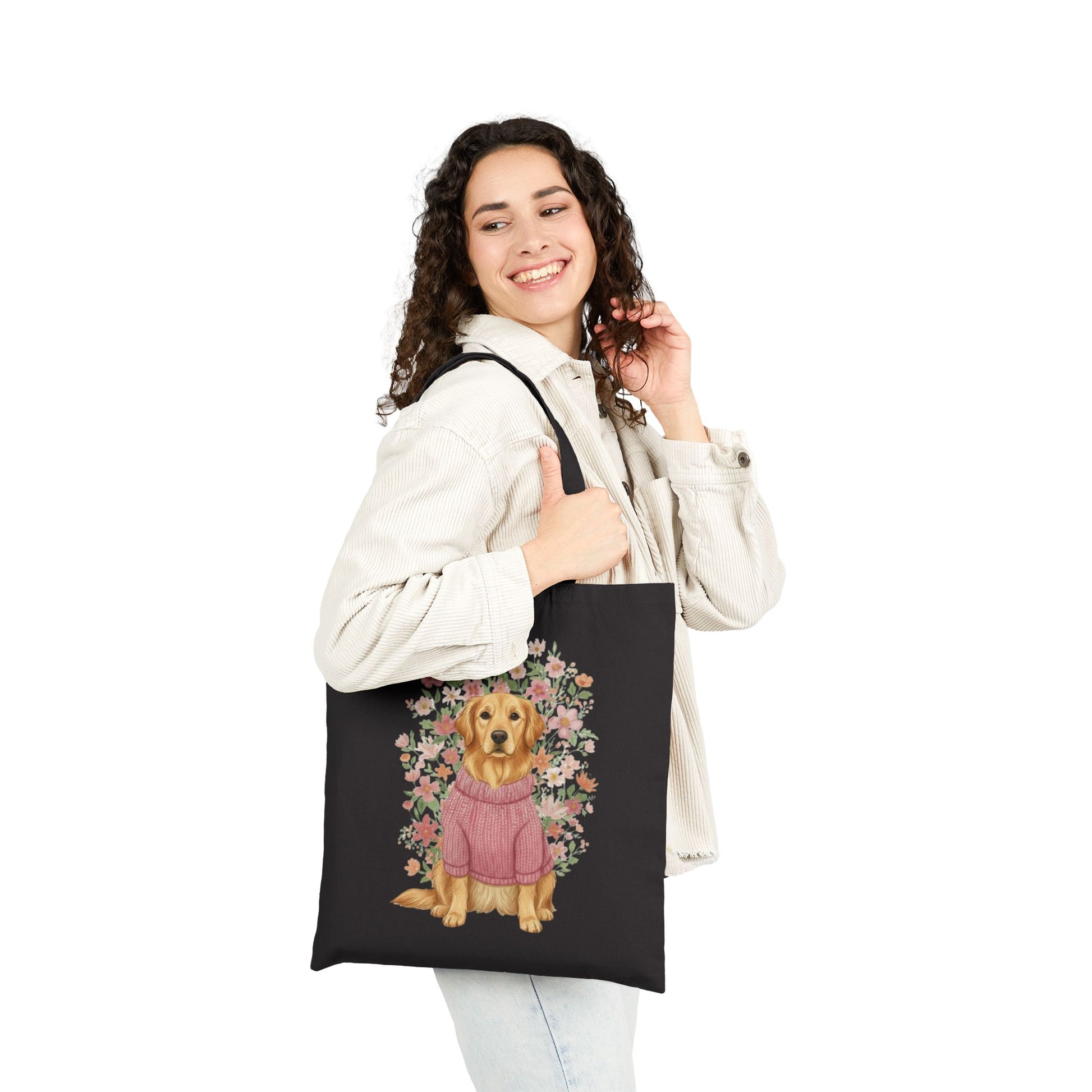 Golden Retriever Bouquet Tote Bag
