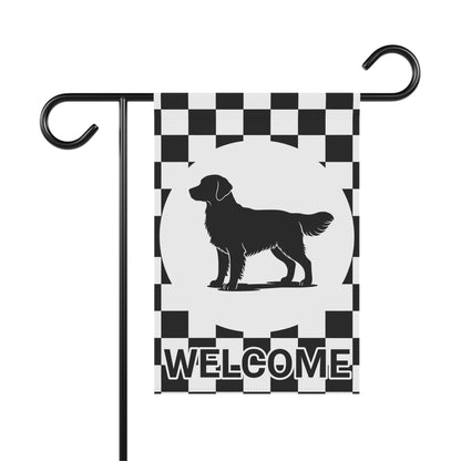 Golden Retriever Welcome Checkered Garden Flag
