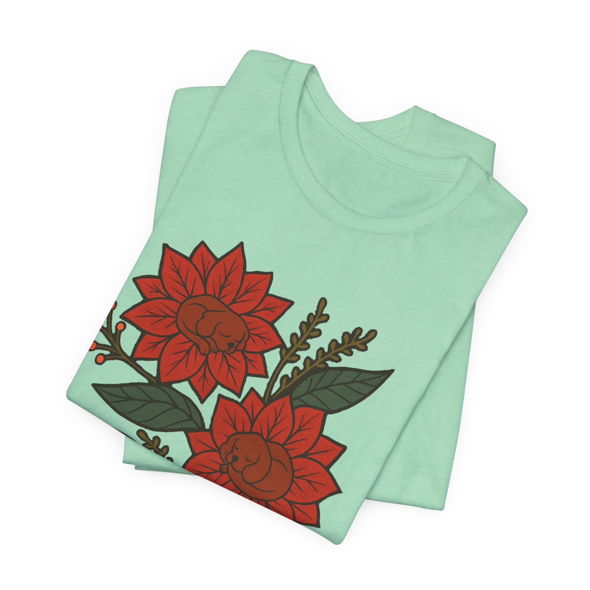 Ruby Cavalier Holiday Flowers Sleeping TShirt