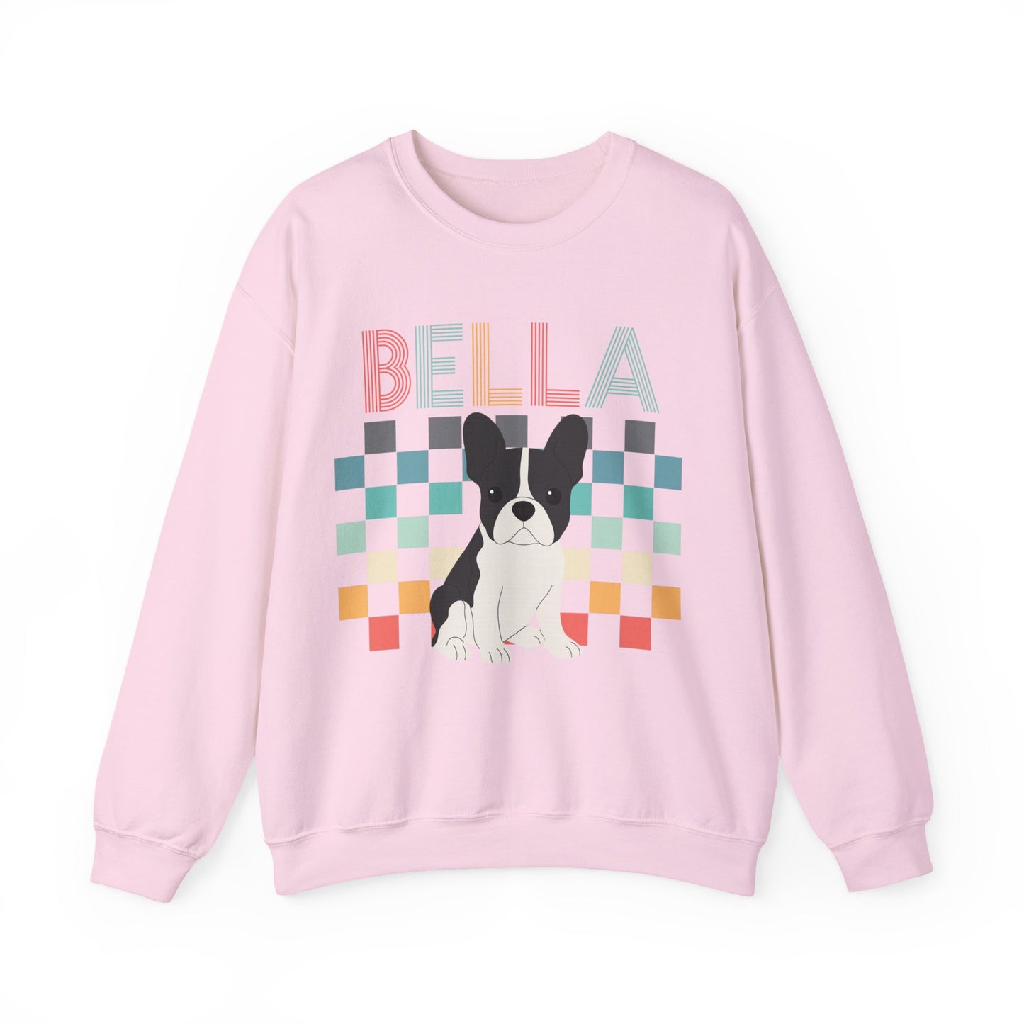 Piebald French Bulldog Retro Checkered Sweatshirt