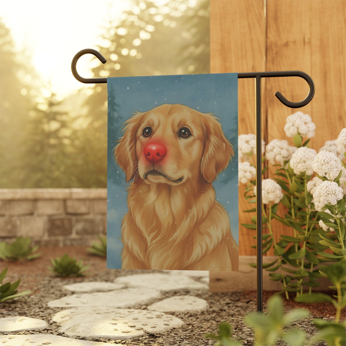 Golden Retriever Reindeer Garden Flag