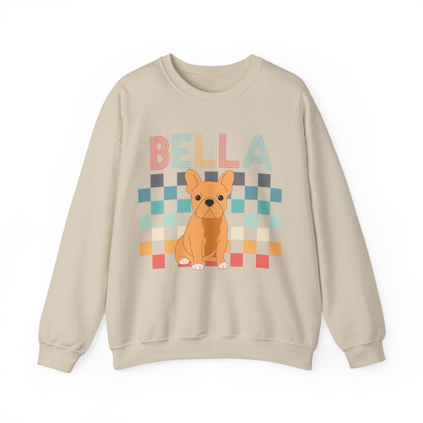 Fawn French Bulldog Retro Checkered Sweatshirt