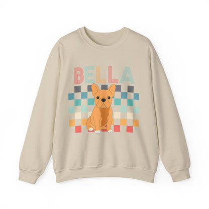 Fawn French Bulldog Retro Checkered Sweatshirt